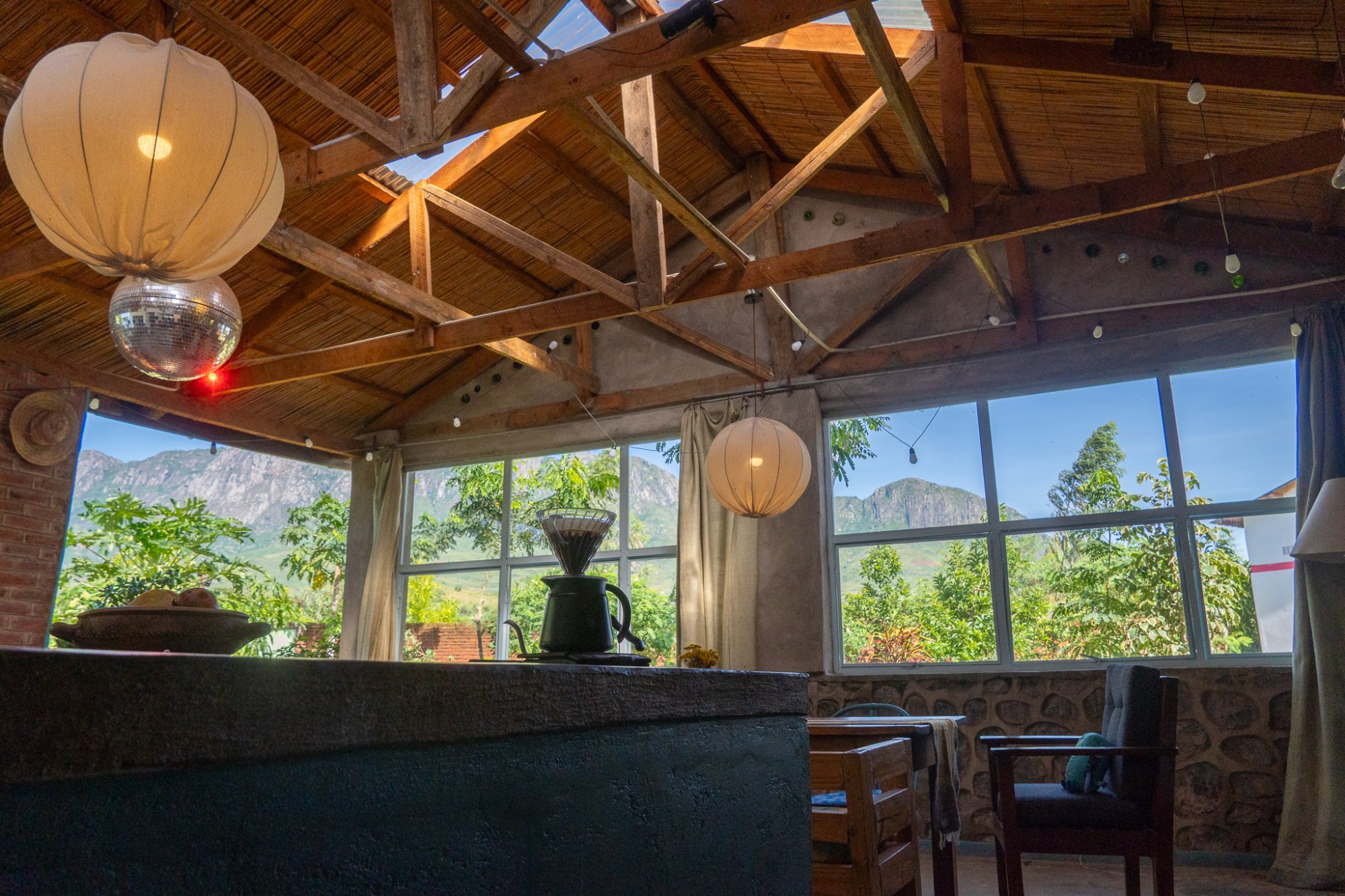 Mountain House bar with Zomba Plateau views